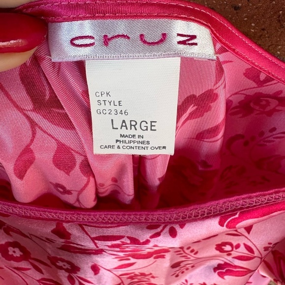 Cruz Vintage Slip Dress Size Large Pink Floral Lingerie Y2K Satin - Picture 3 of 6